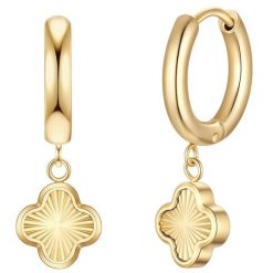 Glanzstücke München Kolczyki Creolen koniczyna ze stali nierdzewnej w zlocie 1 ct Damski. Żółte kolczyki damskie Glanzstücke München, pozłacane. Za 199.99 zł.