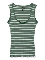 Vero Moda Top w kolorze zielono-białym rozmiar: S. Zielone topy damskie Vero Moda, s, bez wzorów, prążkowane, bez kołnierzyka. Za 75.69 zł.