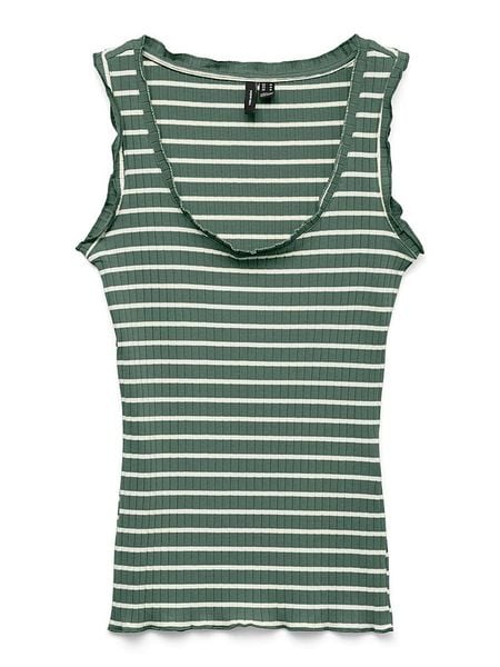 Vero Moda Top w kolorze zielono-białym rozmiar: S. Zielone topy damskie Vero Moda, s, bez wzorów, prążkowane, bez kołnierzyka. Za 75.69 zł.