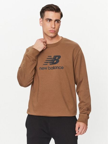 New Balance Bluza Essentials Stacked Logo French Terry Crewneck MT31538 Brązowy Regular Fit. Brązowe bluzy bez kaptura męskie New Balance, m, z syntetyku. Za 299.99 zł.