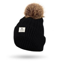 Czapka czarna Peterson PTN HAT-07. Czarne czapki zimowe damskie Peterson, z futra. Za 41.99 zł.