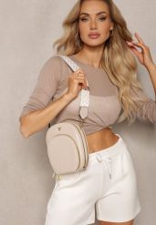 Beżowa Owalna Torebka o Małym Fasonie na Ramię z Wzorzystym Paskiem Selaeno. Brązowe torebki klasyczne damskie Renee, bez wzorów, z jeansu, bez dodatków. Za 79.99 zł.