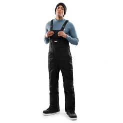 Spodnie snowboardowe z szelkami męskie Broad Peak. Czarne spodnie materiałowe męskie SIROKO, bez wzorów, z materiału, sportowe. Za 643.00 zł.
