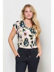 &Co Woman Koszulka "Lucia" w kolorze czarno-niebiesko-kremowym rozmiar: S. Brązowe bluzki damskie &Co Woman, s, bez wzorów, bez kołnierzyka. Za 147.45 zł.
