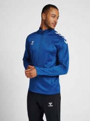 Bluza sportowa dla dorosłych Hummel Core XK Poly Zip Sweat. Niebieskie bluzy sportowe damskie HUMMEL, l, bez wzorów, z dresówki, bez ramiączek, długie, bez kaptura. Za 161.00 zł.