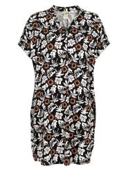 Roadsign Sukienka w kolorze czarno-biało-pomarańczowym rozmiar: S/M. Czarne sukienki damskie Roadsign, na co dzień, m, bez wzorów, z wiskozy, bez kołnierzyka, bez ramiączek, midi, proste. Za 78.99 zł.