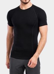 Koszulka termoaktywna męska Sensor Merino DF Tee S/S. Czarne bielizna termoaktywna męska Sensor, m, bez wzorów, z materiału. Za 252.99 zł.