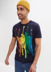 T-shirt Slim Fit. Niebieskie t-shirty męskie bonprix, l, bez wzorów, bez kołnierzyka. Za 54.99 zł.