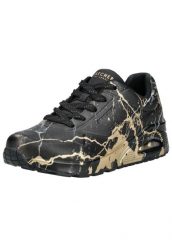 Buty do chodzenia damskie Skechers Street Uno. Czarne buty sportowe na co dzień damskie Skechers, bez wzorów, z materiału, trekkingowe. Za 423.00 zł.