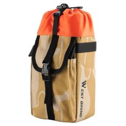 Torba na butelkę wody 1,2L na kierownicę roweru z ściągaczem. Brązowe torebki klasyczne damskie WEST BIKING, bez wzorów, z materiału, duże, bez dodatków. Za 114.88 zł.