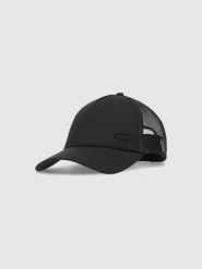 4F Czapka z daszkiem trucker uniseks - czarna S/M. Czarne czapki z daszkiem damskie 4f, z aplikacjami, z elastanu. W wyprzedaży za 59.99 zł.