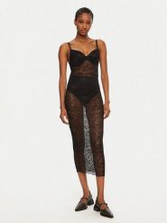 Guess Koszula nocna O5RK00 KBGT0 Czarny Regular Fit. Czarne koszule nocne damskie Guess, z aplikacjami, z syntetyku. Za 299.99 zł.
