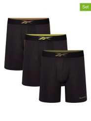 Reebok Bokserki (3 pary) "Hutton" w kolorze czarnym rozmiar: XL. Czarne bokserki męskie Reebok, bez wzorów. Za 61.46 zł.