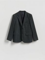 Marynarka slim fit z wiskozą - ciemnozielony. Zielone marynarki męskie Reserved, bez wzorów, z tkaniny. Za 359.99 zł.