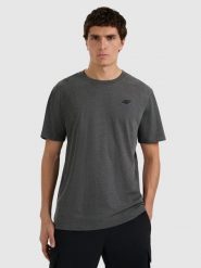 4F T-shirt regular gładki męski - szary XXL. Szare t-shirty męskie 4f, m, bez wzorów, bez kołnierzyka. Za 49.99 zł.