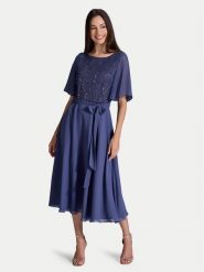 Swing Sukienka koktajlowa 5AI02500 Niebieski Regular Fit. Niebieskie sukienki damskie Swing, bez wzorów, z syntetyku, wizytowe, bez kołnierzyka, bez ramiączek. Za 579.99 zł.