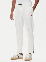 Guess Spodnie dresowe Z2BB05 K7122 Biały Regular Fit. Białe spodnie dresowe męskie Guess, z aplikacjami, z bawełny. Za 329.99 zł.