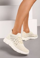 Beżowe Buty Sportowe z Elastyczną Wsuwaną Cholewką i Wkładką ze Skóry Naturalnej Rantia. Brązowe buty sportowe na co dzień damskie Renee, bez wzorów, z gumy. Za 44.99 zł.