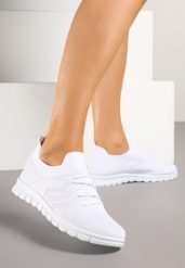 Białe Buty Sportowe Sneakersy z Elastyczną Cholewką Turezia. Białe buty sportowe na co dzień damskie Renee, bez wzorów, z jeansu, trekkingowe. Za 69.99 zł.