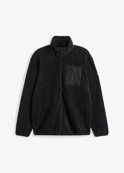 Bluza rozpinana z polaru baranka. Czarne bluzy bez kaptura męskie bonprix, m, z polaru. Za 169.99 zł.