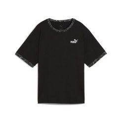 Damska luźna koszulka Essential ze zwierzęcym nadrukiem PUMA Black. Czarne bluzki damskie Puma, bez wzorów, bez ramiączek. Za 109.00 zł.