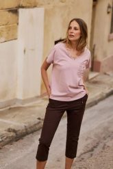 Bawełniany t-shirt różowy. Czerwone t-shirty damskie MOODO, l, bez wzorów, z bawełny, bez kołnierzyka. Za 59.99 zł.
