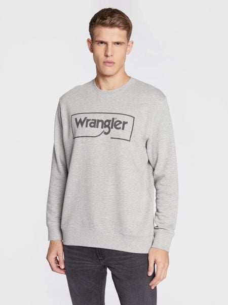WRANGLER FRAME LOGO CREW MĘSKA BLUZA NADRUK MID GREY W662HAX37 112320241. Szare bluzy bez kaptura męskie Wrangler, m. W wyprzedaży za 89.99 zł.