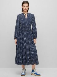 Boss Sukienka codzienna Dasota1 50489738 Granatowy Relaxed Fit. Niebieskie sukienki damskie Boss, na co dzień, bez wzorów, z wiskozy, bez kołnierzyka, bez ramiączek, proste. Za 2,709.00 zł.