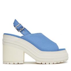 Sandały Converse. Niebieskie sandały damskie Converse, bez wzorów, bez obcasa, na słupku. Za 329.99 zł.