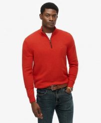 Superdry Sweter półrozpinany z mieszanki wełny — slim fit. Brązowe swetry klasyczne damskie Superdry., l, z bawełny, bez kołnierzyka. Za 374.70 zł.