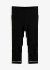 Legginsy rybaczki z połyskiem (2 szt.). Czarne legginsy damskie bonprix, bez wzorów, z koronki. Za 55.98 zł.