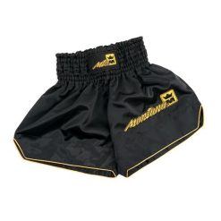 Spodenki do kickboxingu z satynowego poliestru Montana Multibox. Czarne szorty damskie MONTANA, bez wzorów, z materiału, eleganckie. Za 191.50 zł.