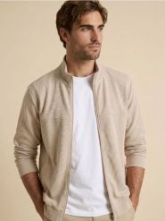 Rozpinana bluza ze stójką - beżowy. Brązowe bluzy bez kaptura męskie Sinsay, l. Za 59.99 zł.