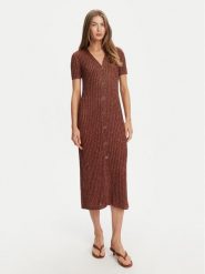 TWINSET Sukienka dzianinowa 251TT3190 Brązowy Slim Fit. Brązowe sukienki damskie Twinset, xxl, bez wzorów, z dzianiny, bez kołnierzyka, bez ramiączek. Za 1,219.00 zł.