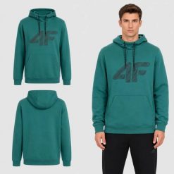 BLUZA MĘSKA DRESOWA 4F Z KAPTUREM Z NADRUKIEM S M2133 KOLOR ZIELONY. Zielone bluzy z kapturem męskie 4f, l, z bawełny. Za 132.00 zł.