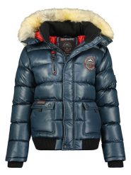 Geographical Norway Kurtka zimowa "Bugs" w kolorze granatowym rozmiar: XXL. Niebieskie kurtki damskie Geographical Norway, na zimę, xxl, z aplikacjami, z puchu, bez kaptura. Za 206.42 zł.