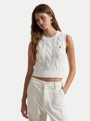 Polo Ralph Lauren Sweter 211959295001 Biały Slim Fit. Białe swetry klasyczne damskie Polo Ralph Lauren, xxs, z bawełny, bez kołnierzyka. Za 659.99 zł.