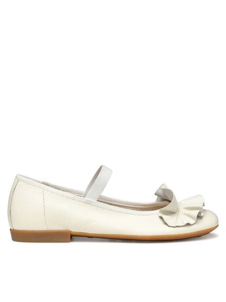 Geox Baleriny Jr Plie' J5555A 85 C1000 S Biały. Białe baleriny dziewczęce Geox, bez wzorów, ze skóry. Za 179.99 zł.