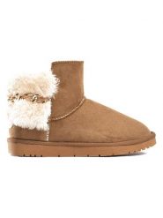 ISLAND BOOT Botki zimowe "Crystal" w kolorze jasnobrązowym rozmiar: 37. Brązowe botki damskie Island Boot, na zimę, z materiału, bez obcasa, bez zapięcia. Za 165.99 zł.