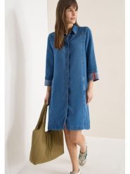 Cecil Sukienka dżinsowa w kolorze niebieskim rozmiar: XL. Niebieskie sukienki damskie Cecil, xl, bez wzorów, z lyocellu, bez kołnierzyka, bez ramiączek, midi. Za 166.49 zł.