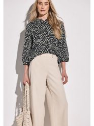 Street One Bluzka w kolorze czarno-beżowym rozmiar: 38. Czarne bluzki damskie Street One, bez wzorów, z bawełny, street, bez kołnierzyka, bez ramiączek. Za 83.03 zł.
