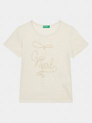 United Colors Of Benetton T-Shirt 30DDC10HT Écru Regular Fit. Koszulki dziewczęce United Colors Of Benetton, m, bez wzorów, z bawełny, bez ramiączek. Za 49.99 zł.