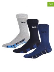 LEE Underwear Skarpety (3 pary) "Crosbie" w kolorze niebieskim, szarym i czarnym rozmiar: 43-46. Czarne skarpetki męskie LEE Underwear, bez wzorów. Za 41.69 zł.