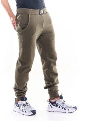 Męskie spodnie dresowe w kolorach ziemi. Zielone spodnie sportowe męskie LEONE 1947 APPAREL, z bawełny. Za 84.16 zł.