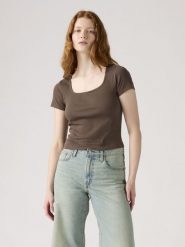 Levi's Koszulka w kolorze brązowym rozmiar: L. Brązowe bluzki damskie Levi's, l, bez wzorów, z bawełny, bez kołnierzyka. Za 66.47 zł.
