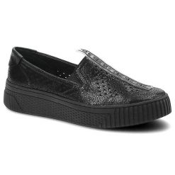 Czarne Półbuty Pollonus Wygodne Damskie Buty Skórzane. Czarne półbuty damskie Pollonus, z aplikacjami, z nubiku, wakacyjne, bez obcasa, na platformie. Za 199.00 zł.