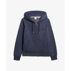 Damska bluza z kapturem zapinana na zamek Superdry Logo Essential. Niebieskie bluzy z kapturem damskie Superdry. Za 326.00 zł.