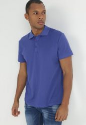 Niebieska Koszulka Polo z Krótkim Rękawem Wakeish. Niebieskie koszulki polo męskie Born2be, l, bez wzorów, z tkaniny, bez ramiączek. Za 39.99 zł.