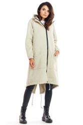 Beżowa Ciepła Bluza Typu Parka. Brązowe bluzy bez kaptura damskie Infinite You, l, z bawełny. Za 244.90 zł.