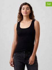 GAP Topy (2 szt.) w kolorze czarnym rozmiar: S. Czarne topy damskie GAP, s, bez wzorów, bez kołnierzyka. Za 56.93 zł.
